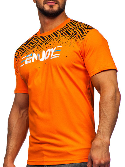 Men's Cotton Printed T-shirt Orange Bolf 14720