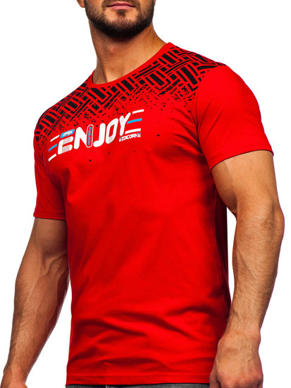 Men's Cotton Printed T-shirt Red Bolf 14720