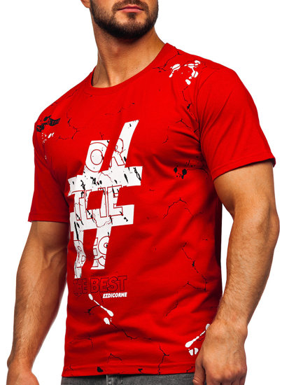 Men's Cotton Printed T-shirt Red Bolf 14728