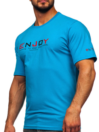 Men's Cotton Printed T-shirt Turquoise Bolf 14739