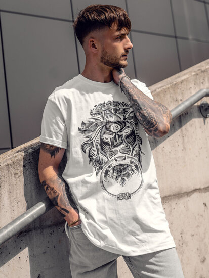 Men's Cotton Printed T-shirt White Bolf 0202A