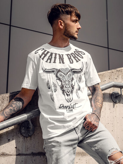 Men's Cotton Printed T-shirt White Bolf 142174A