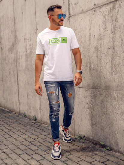 Men's Cotton Printed T-shirt White Bolf 14790A