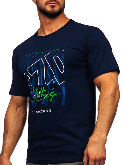 Men's Cotton T-shirt Navy Blue Bolf 14748