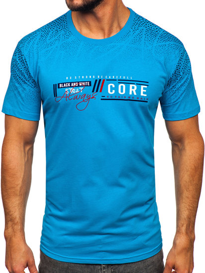 Men's Cotton T-shirt Turquoise Bolf 14710