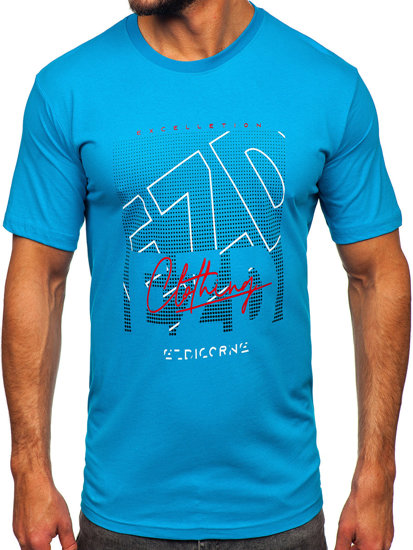 Men's Cotton T-shirt Turquoise Bolf 14748