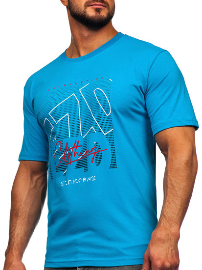 Men's Cotton T-shirt Turquoise Bolf 14748