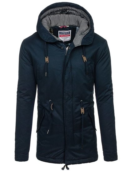 Men's Cotton Winter Parka Jacket Navy Blue Bolf 1793