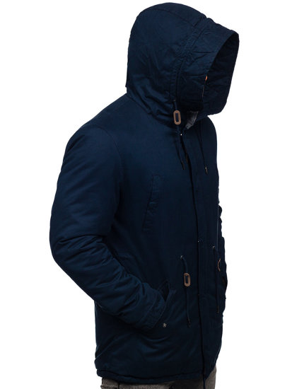 Men's Cotton Winter Parka Jacket Navy Blue Bolf 1793