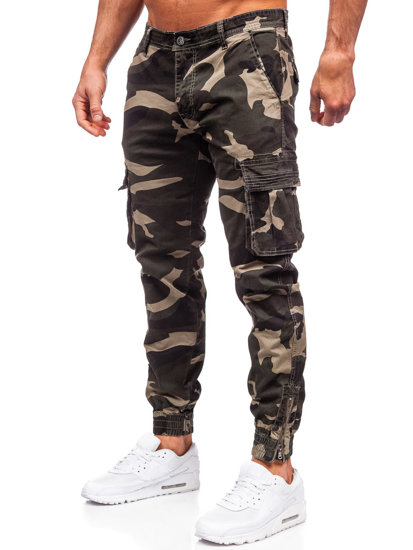 Men's Denim Camo Cargo Joggers Khaki Bolf J685