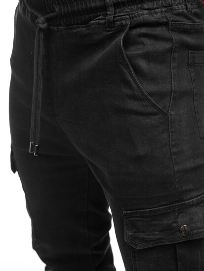 Men's Denim Cargo Joggers Black Bolf 8128