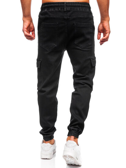 Men's Denim Cargo Joggers Black Bolf 8170