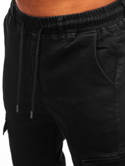 Men's Denim Cargo Joggers Black Bolf 8170