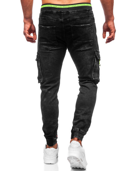 Men's Denim Cargo Joggers Black Bolf KA9581