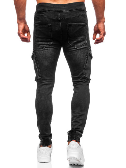 Men's Denim Cargo Joggers Black Bolf KA9582