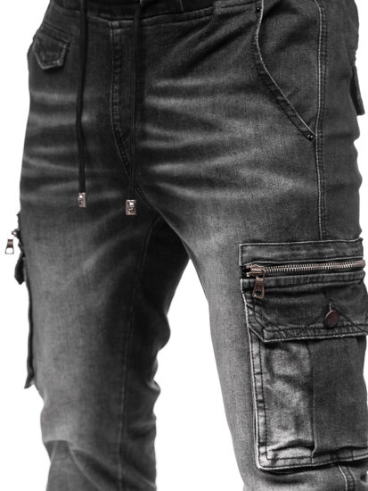 Men's Denim Cargo Joggers Black Bolf MP0108N