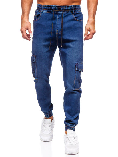 Men's Denim Cargo Joggers Navy Blue Bolf 8101