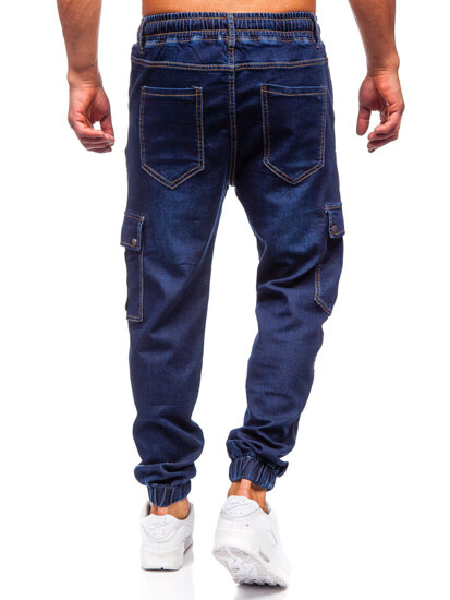 Men's Denim Cargo Joggers Navy Blue Bolf 8113