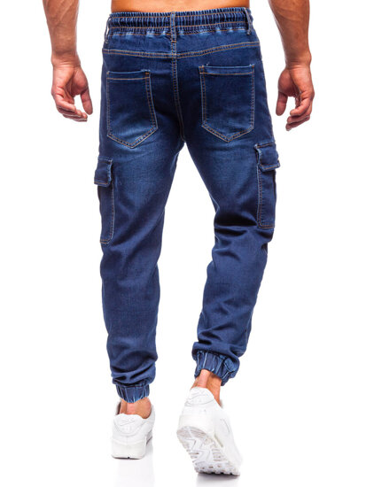 Men's Denim Cargo Joggers Navy Blue Bolf 8115