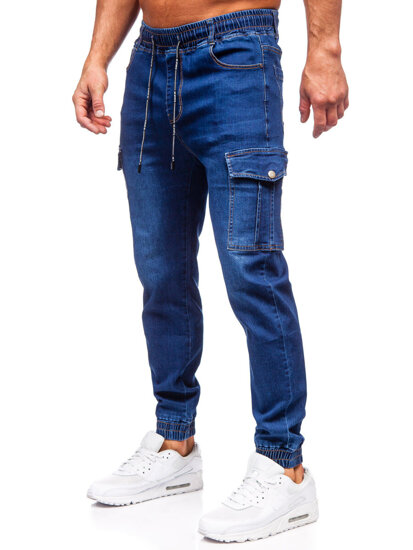 Men's Denim Cargo Joggers Navy Blue Bolf 8123