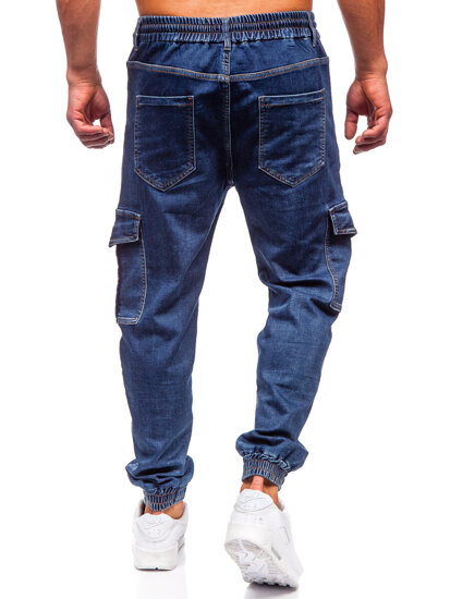 Men's Denim Cargo Joggers Navy Blue Bolf 8133