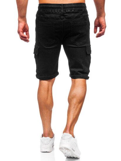 Men's Denim Cargo Shorts Black Bolf 8256