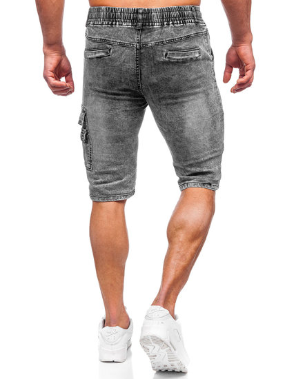 Men's Denim Cargo Shorts Black Bolf HY820