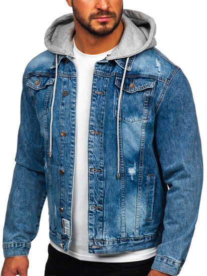 Men's Denim Hooded Jacket Blue Bolf MJ505B