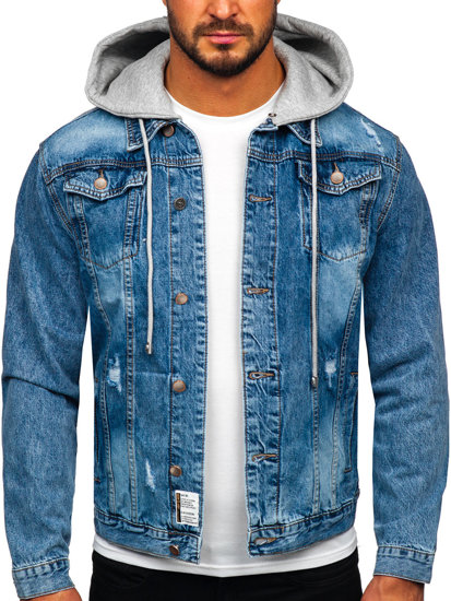 Men's Denim Hooded Jacket Blue Bolf MJ505B