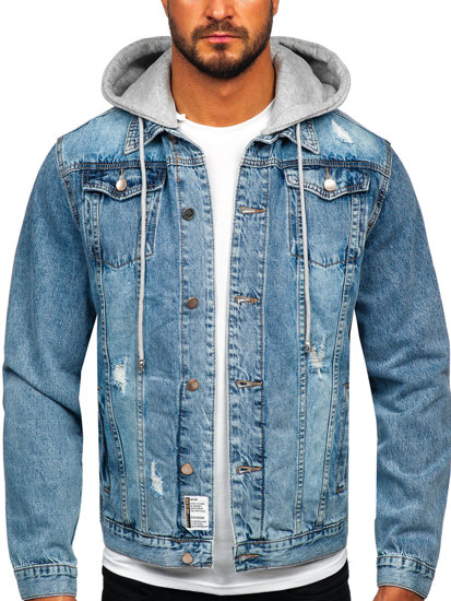 Men's Denim Hooded Jacket Sky Blue Bolf MJ505BC