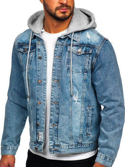 Men's Denim Hooded Jacket Sky Blue Bolf MJ505BC