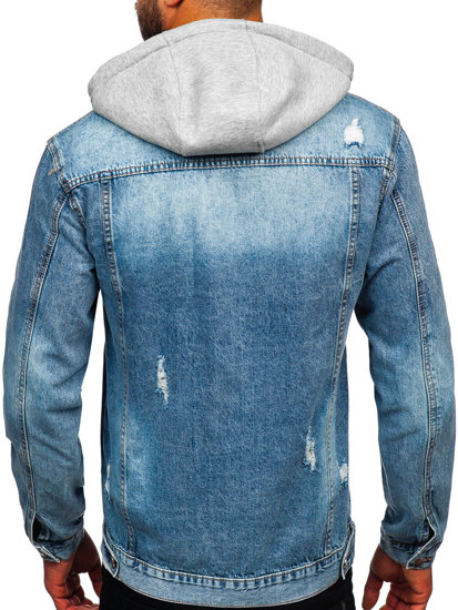 Men's Denim Hooded Jacket Sky Blue Bolf MJ505BC