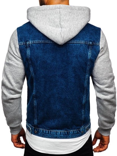 Men's Denim Hoodie Jacket Navy Blue Bolf 211902