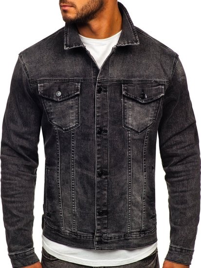 Men's Denim Jacket Black Bolf XSF78268