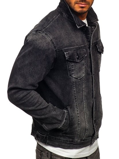 Men's Denim Jacket Black Bolf XSF78268