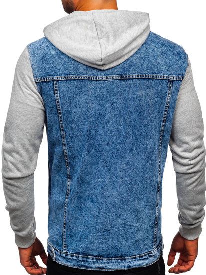 Men's Denim Jacket with hood Blue Bolf HY1017