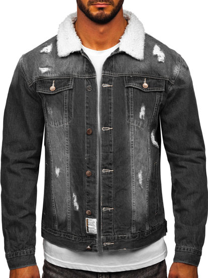 Men’s Denim Trucker Jacket Black Bolf MJ502N