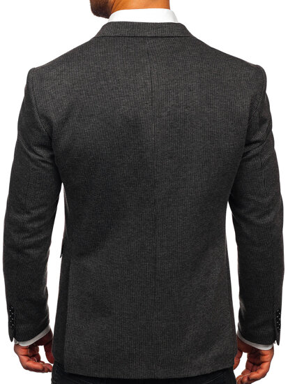 Men's Double-breasted Casual Suit Jacket Anthracite Bolf 007