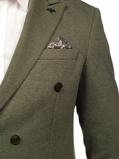 Men's Double-breasted Casual Suit Jacket Green Bolf 005