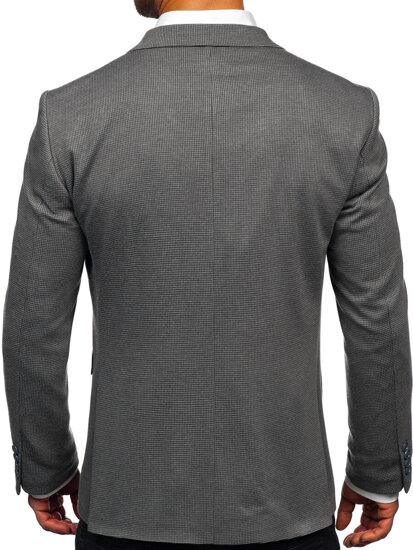 Men's Double-breasted Casual Suit Jacket Grey Bolf 004