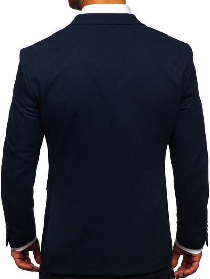 Men's Double-breasted Casual Suit Jacket Navy Blue Bolf 008