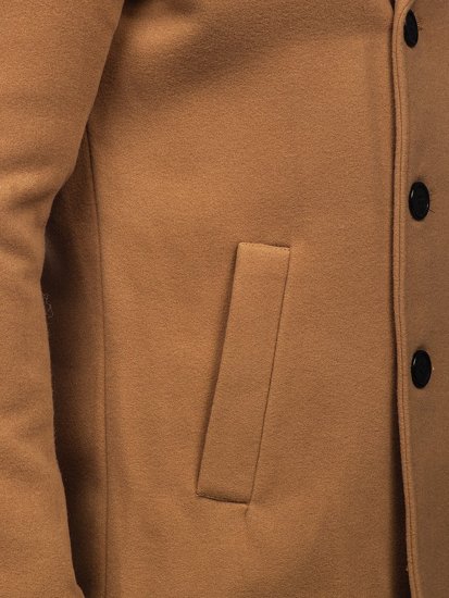 Men's Double-breasted Winter Coat with High Collar Camel Bolf 8078