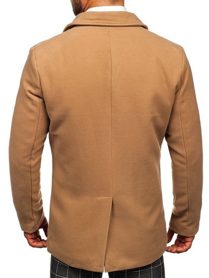 Men's Double-breasted Winter Coat with High Collar Camel Bolf 8078