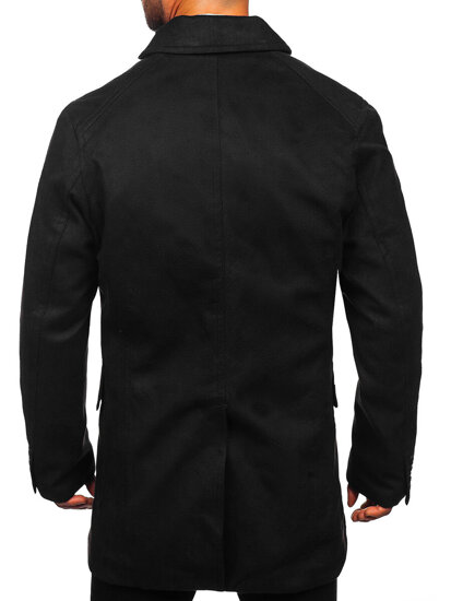 Men’s Double-breasted Winter Coat with high collar Black Bolf 1048A