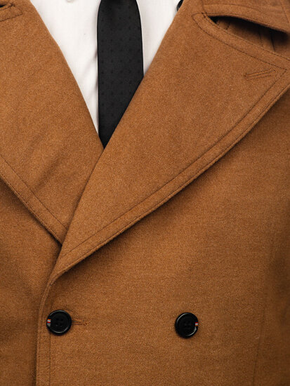 Men's Double-breasted Winter Coat with high collar Camel Bolf 1048C