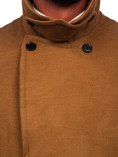 Men's Double-breasted Winter Coat with high collar Camel Bolf 1048C