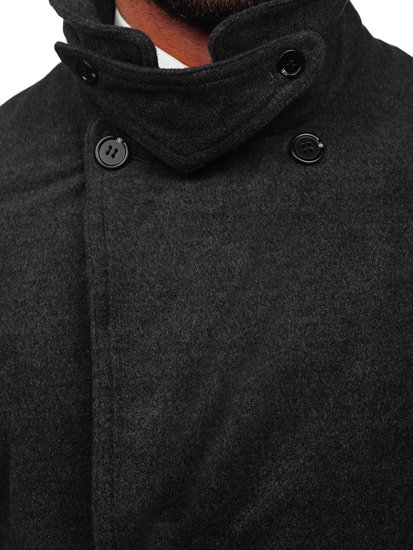 Men’s Double-breasted Winter Coat with high collar Graphite Bolf 1048