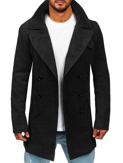 Men’s Double-breasted Winter Coat with high collar Graphite Bolf 1048A