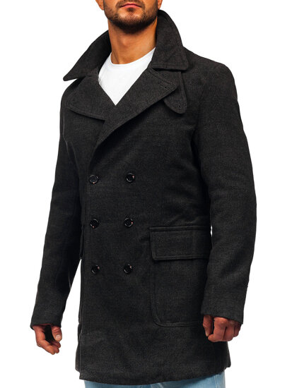 Men’s Double-breasted Winter Coat with high collar Graphite Bolf 1048A