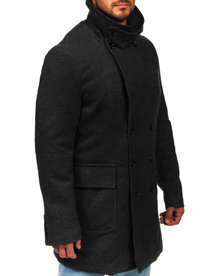 Men’s Double-breasted Winter Coat with high collar Graphite Bolf 1048A